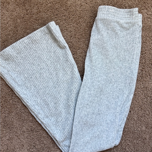aerie Pants - aerie Light Gray Ribbed Flare Lounge Pants